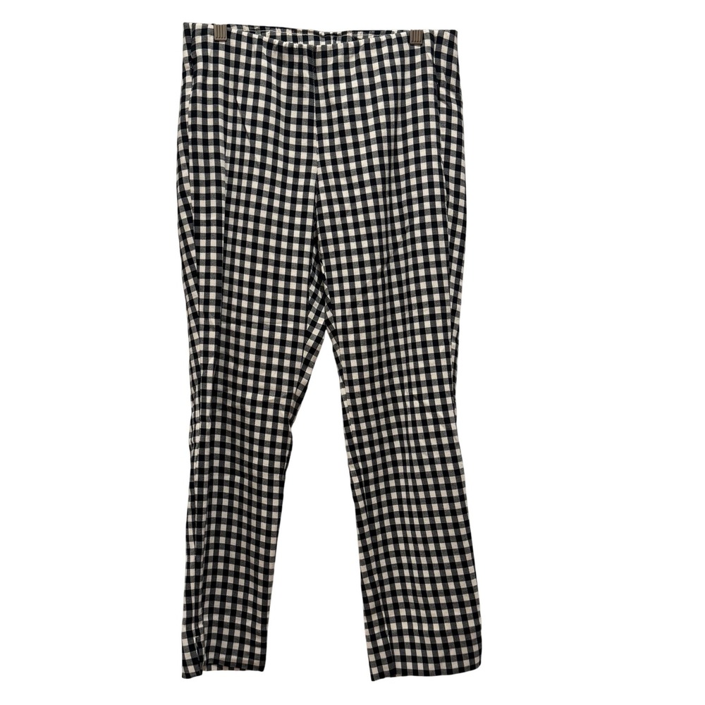 J.Jill Essential Cotton Stretch Gingham Cropped‎ Pants Petite Size 6 Black White